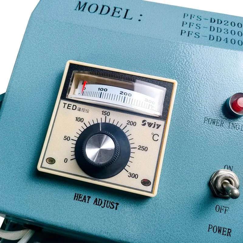 الأوسط PFS-DD300 * 15 مللي متر التحكم في درجة الحرارة تفلون الحرارة بالتساوي الأيدي والأقدام آلة السدادة تغليف المواد الغذائية دواسة السدادة