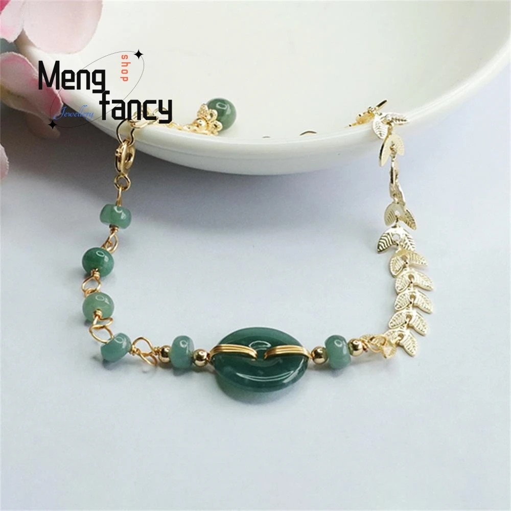 Natural Jadeite Bracelet Blue Water Peace Buckle Exquisite Elegant Simple High-grade Luxury Quality Fashion Jewelry Holiday Gift