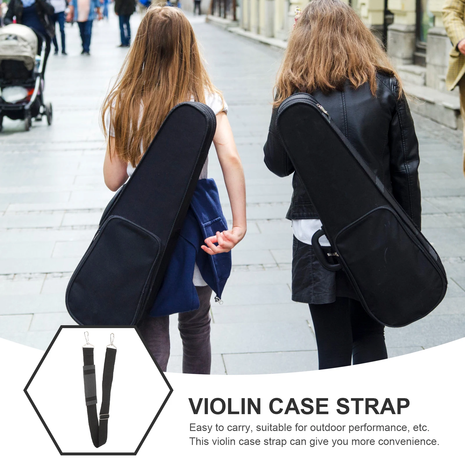 

2pcs Violin Case Straps Padded Backpack Shoulder 110cm Metal Buckle Adjustable Length Portable Storage Bag Travel Musical