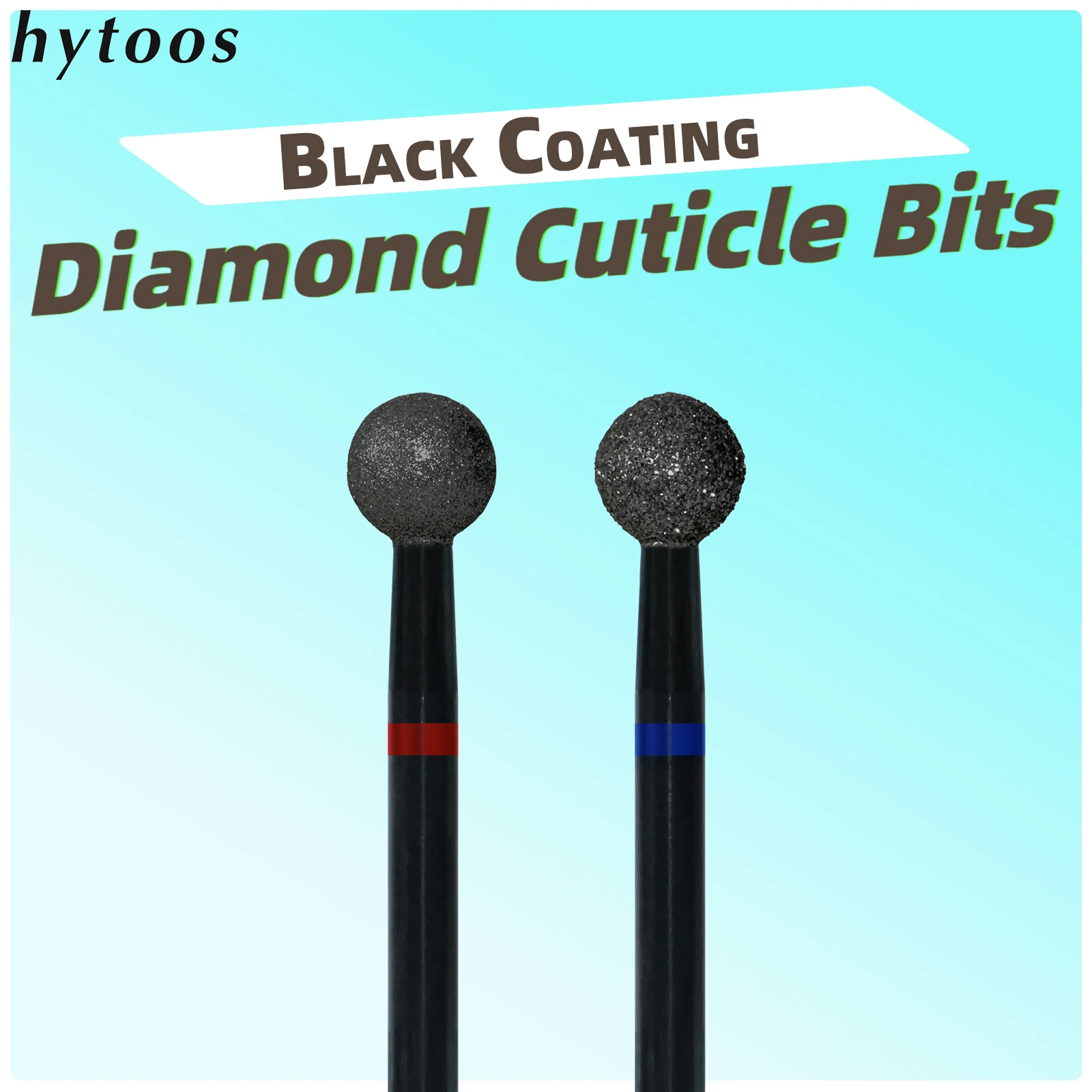 HYTOOS 5mm Ball Cuticle Clean Nail Drill Bit, Black Russian Diamond Nail Bits Nail Cleaner Accessories Tool for Dead Skin