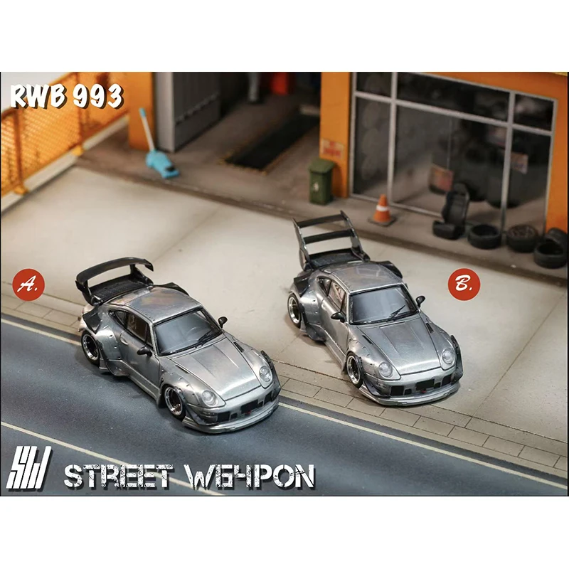 Preventa SW 1:64 RWB 993 versión de Clearcoat regra Diecast Diorama colección de modelos de coches juguetes arma de calle