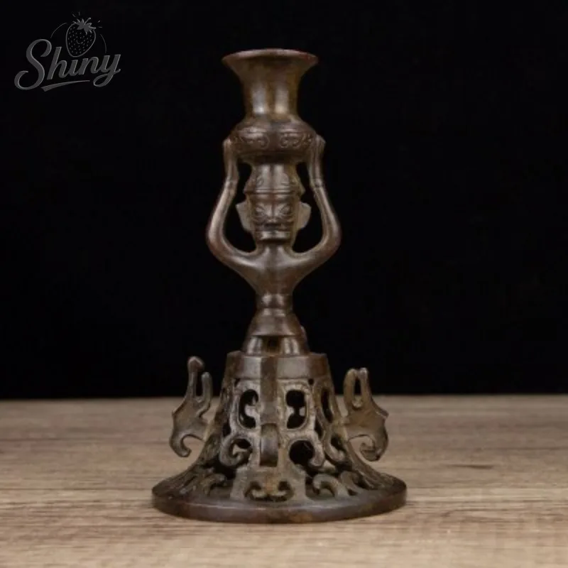 

Antique and Antique-style Decorative Items Sanxingdui Culture Human Figure Holding A Lamp Decorative Item