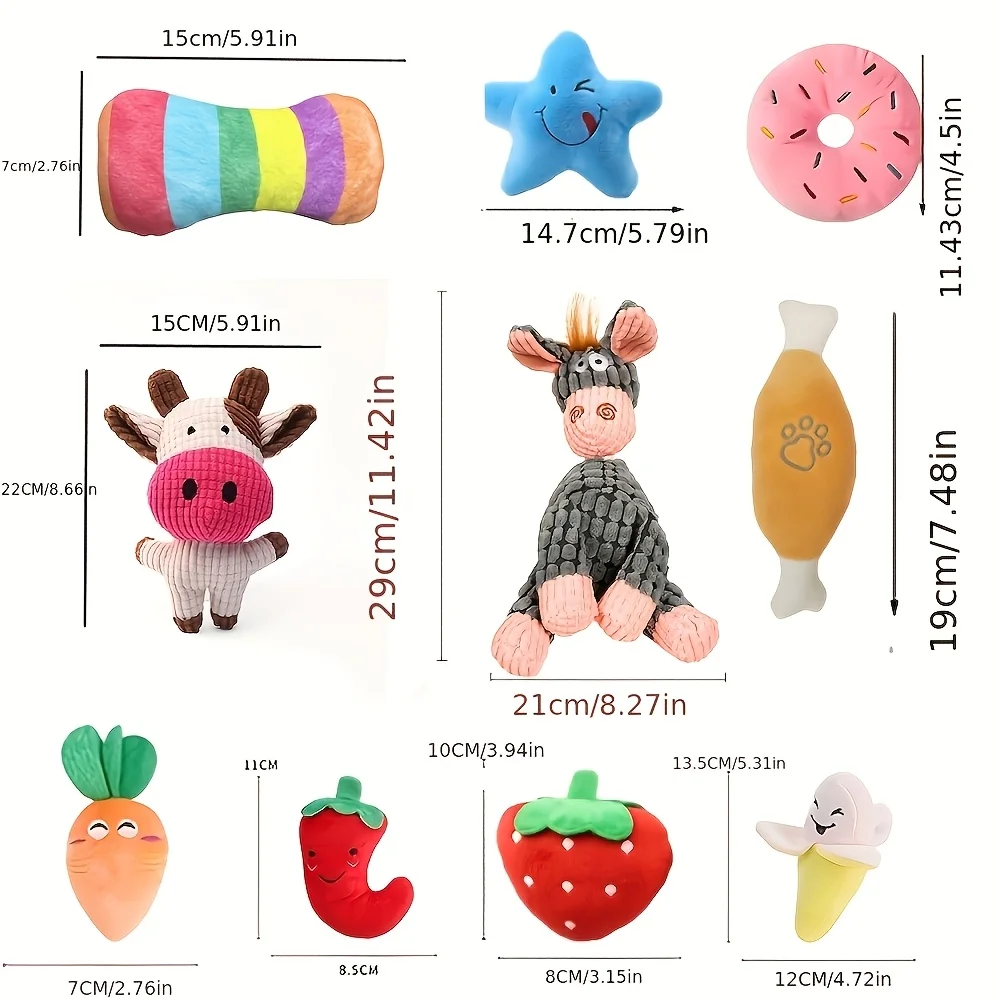 5PCS Plush Pet Toy Set, Large Gift Pack of Squeaky Toys for Small Dogs—Squeaks, Helps Clean Teeth, Keeps Your Dog Entertained
