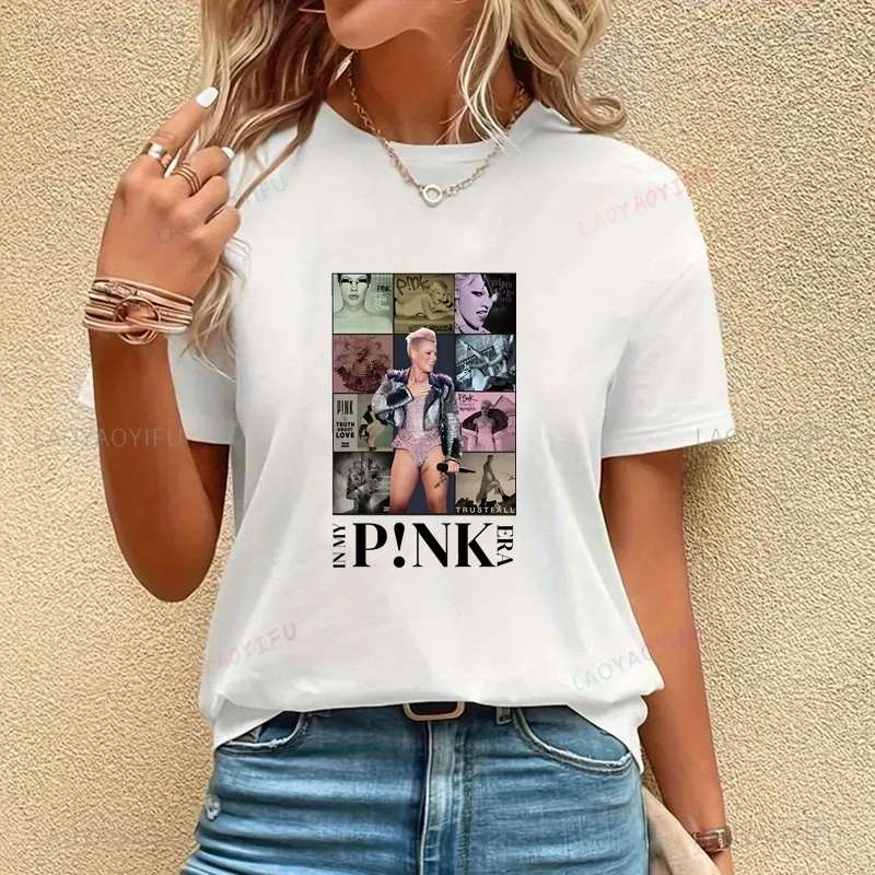 

Famous Singer P! Nk Classic Poster Print Ladies Fashion Shirt, Everyday Casual Streetwear, Summer Ladies Top Cotton T-shirt