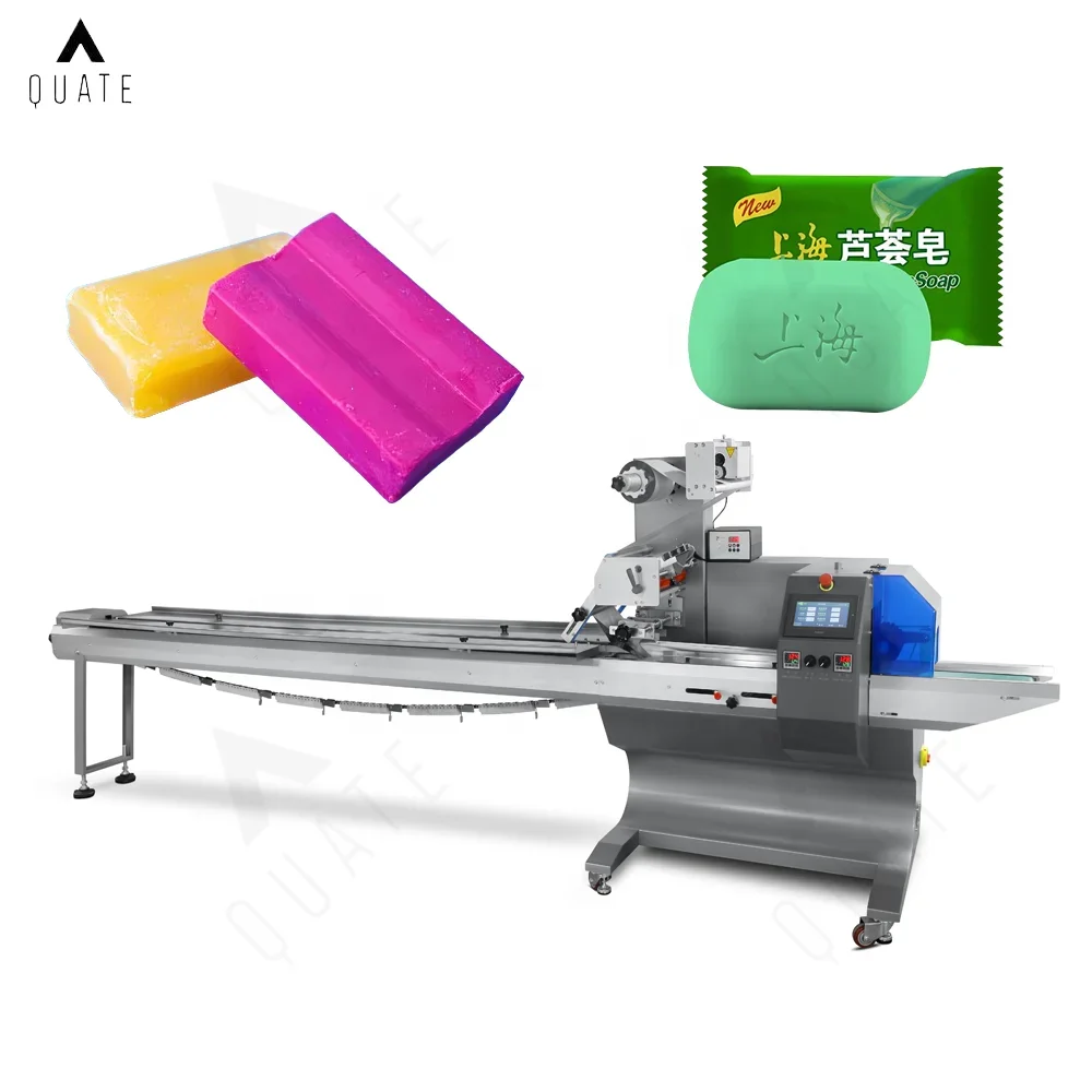 Automatic pillow flow packing food candy lollipop energy bars chocolate bar  ice cream wafer biscuit soap packaging machine