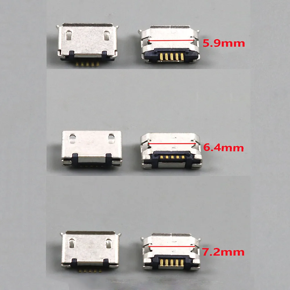 

10-50Pcs Micro USB mini Connector 5pin 5.9mm 6.4mm 7.2mm short/Long needle 5P DIP2 Data port Charging port for Mobile end plug