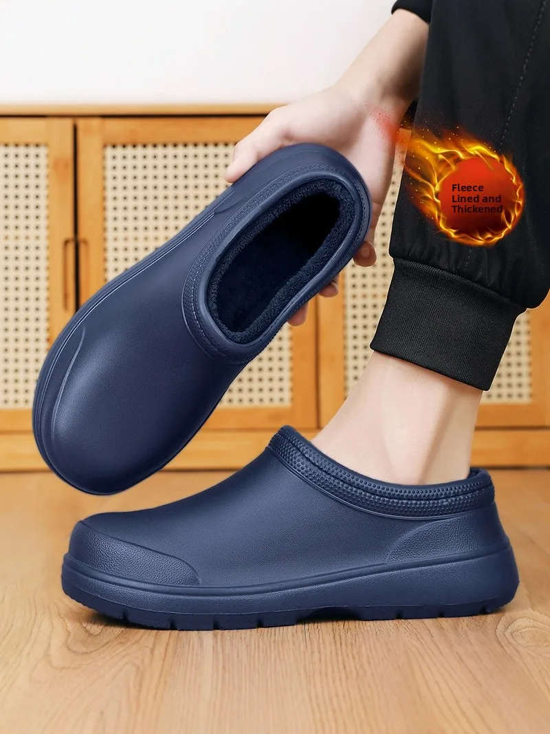 

Men's Winter Thickened Fleece Lined Slippers Anti-slip Waterproof Slip-On Shoes Casual Comfortable Cotton Slippers for Office...