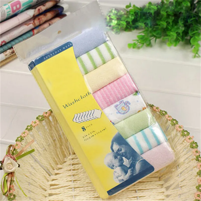 8 unids/set de algodón suave para bebé, Toalla de baño para recién nacido, toallita de alimentación, toallas de tela para bebé