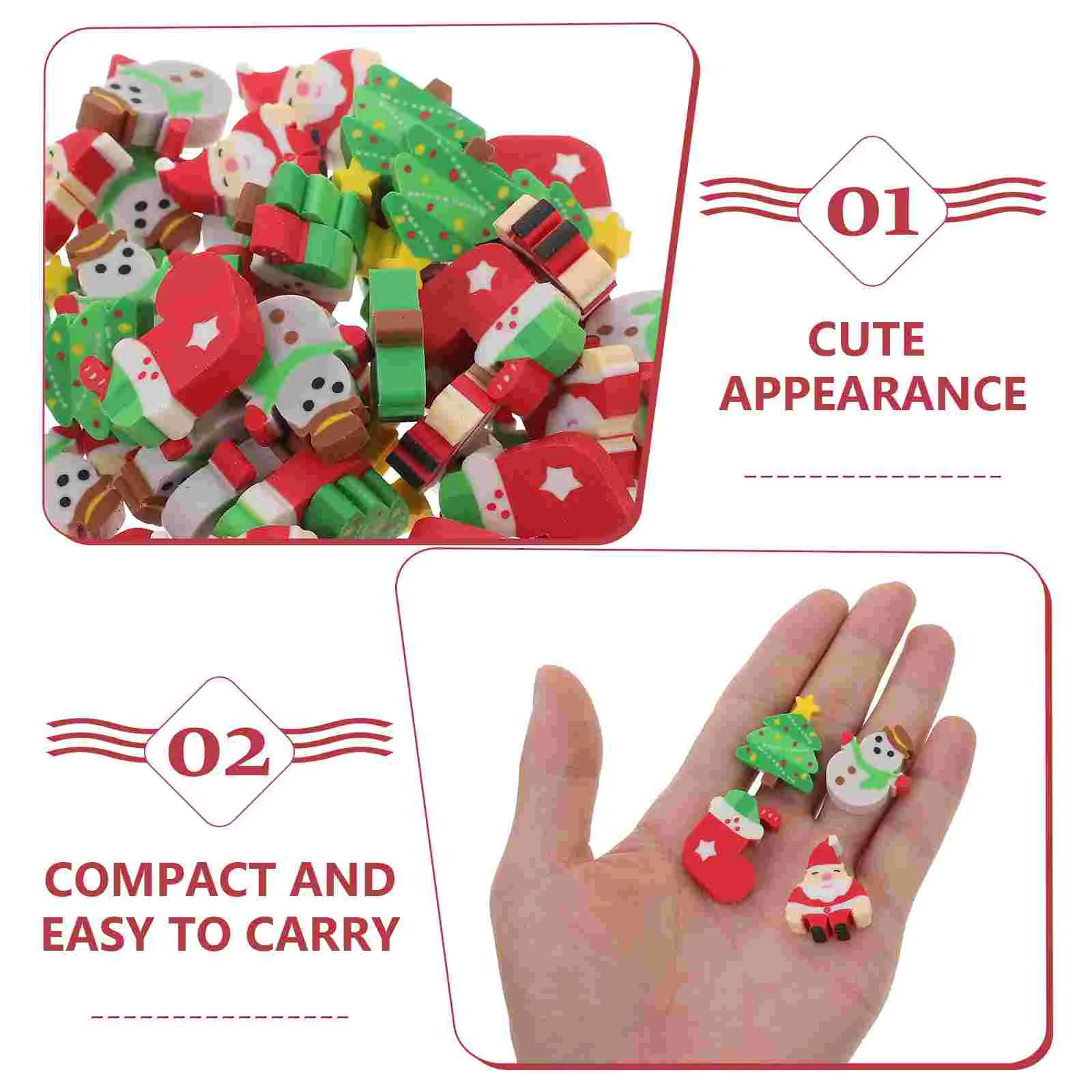 Snowman Eraser Christmas Mini Tree Socks Erasers Shaped Chirstmas for Kids Trees