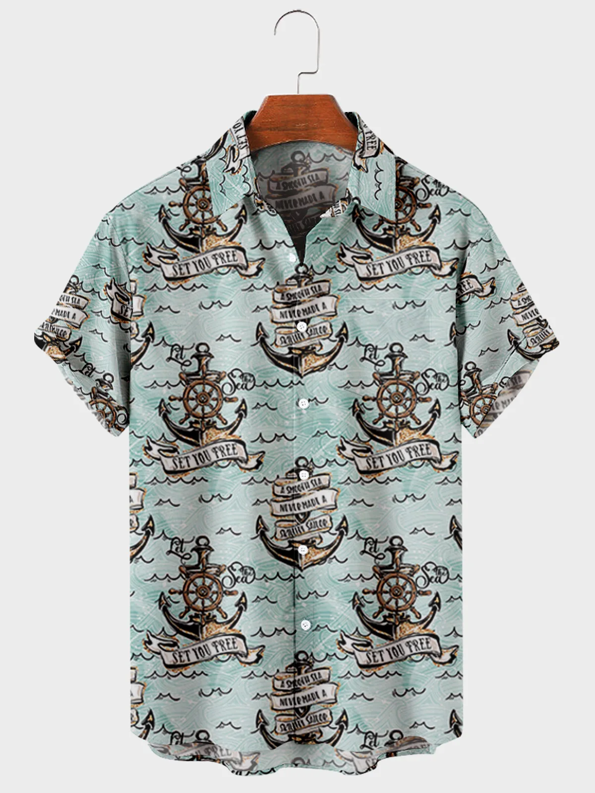 Camisa de solapa de manga corta para hombre, Top con bolsillos, estampado 3D, hecho en casa, talla grande, verano, 2022