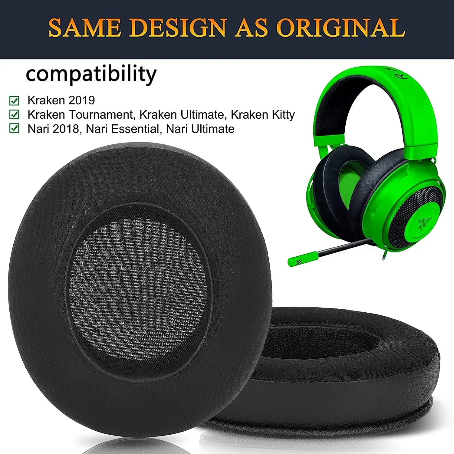 Cooling Gel-Infused Earpad Replacement for Razer Kraken TE / Kraken Kitty Editio / Razer Kraken Ultimate / Razer Nari