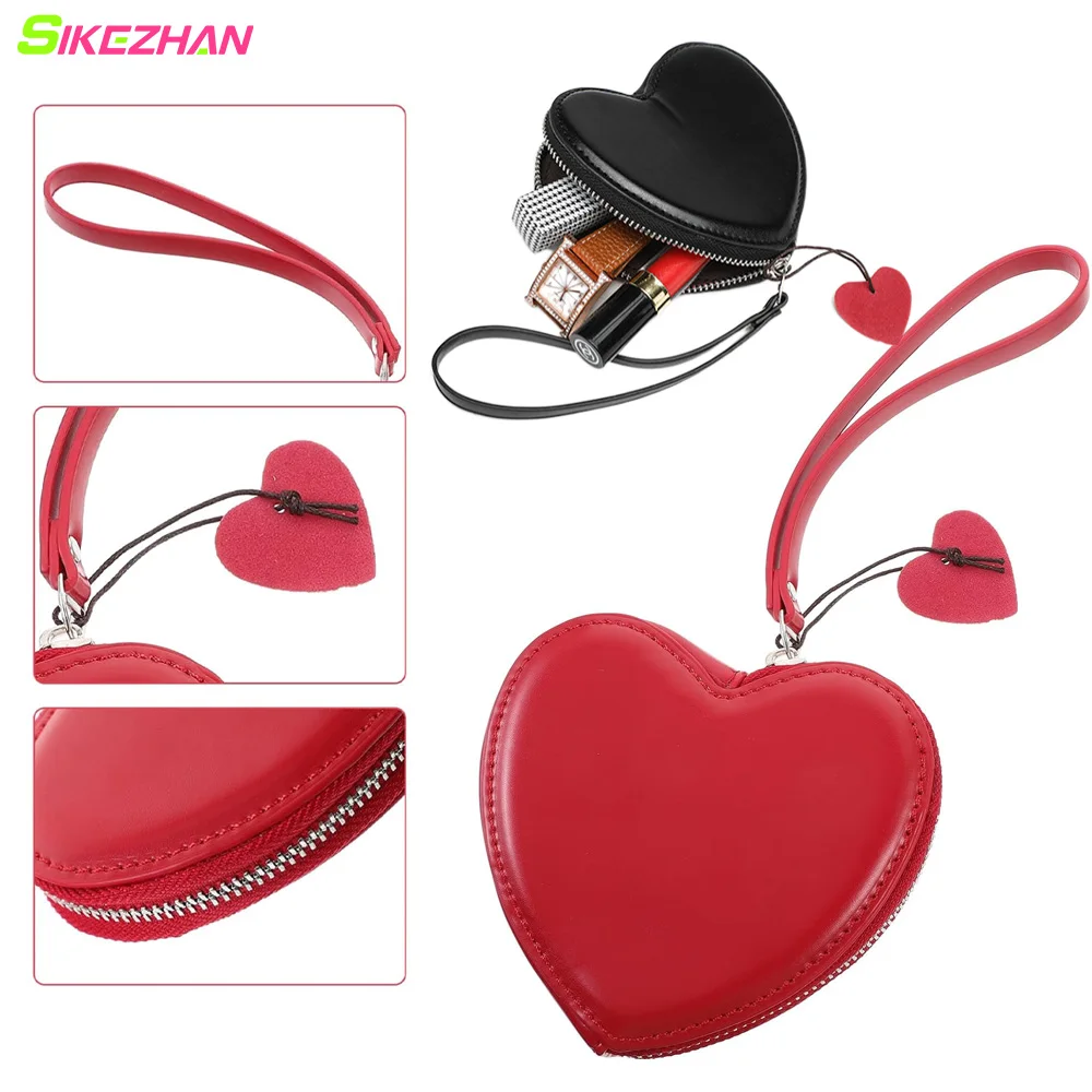 PU Leather Heart Bag Coin Purses for Women Cute Children's Handbag Wallet Designer Original Kawaii Wallets for Girls Wholesale