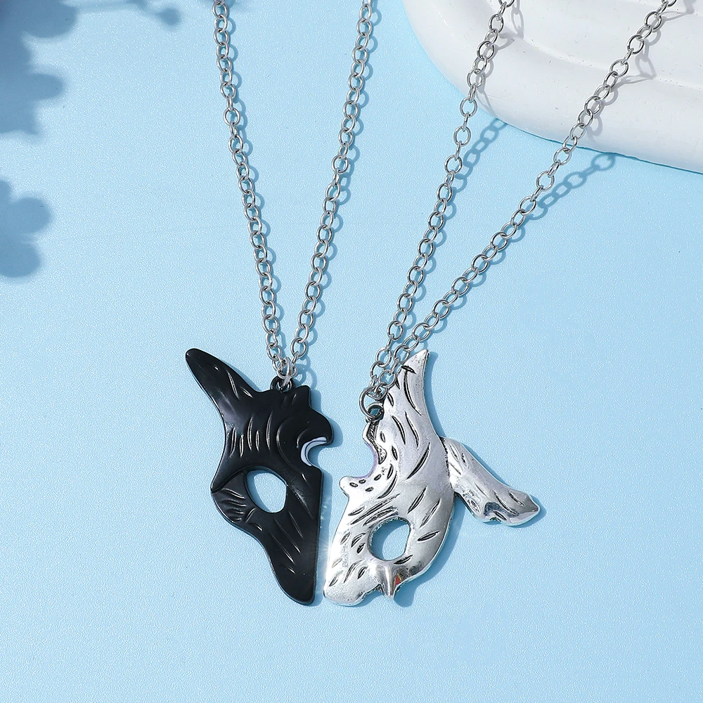 League of Legends Zweifarbige Masken-Halskette, modischer Trend, Metall-Anhänger für Männer, Cosplay, Schmuck, Accessoire, Geschenke