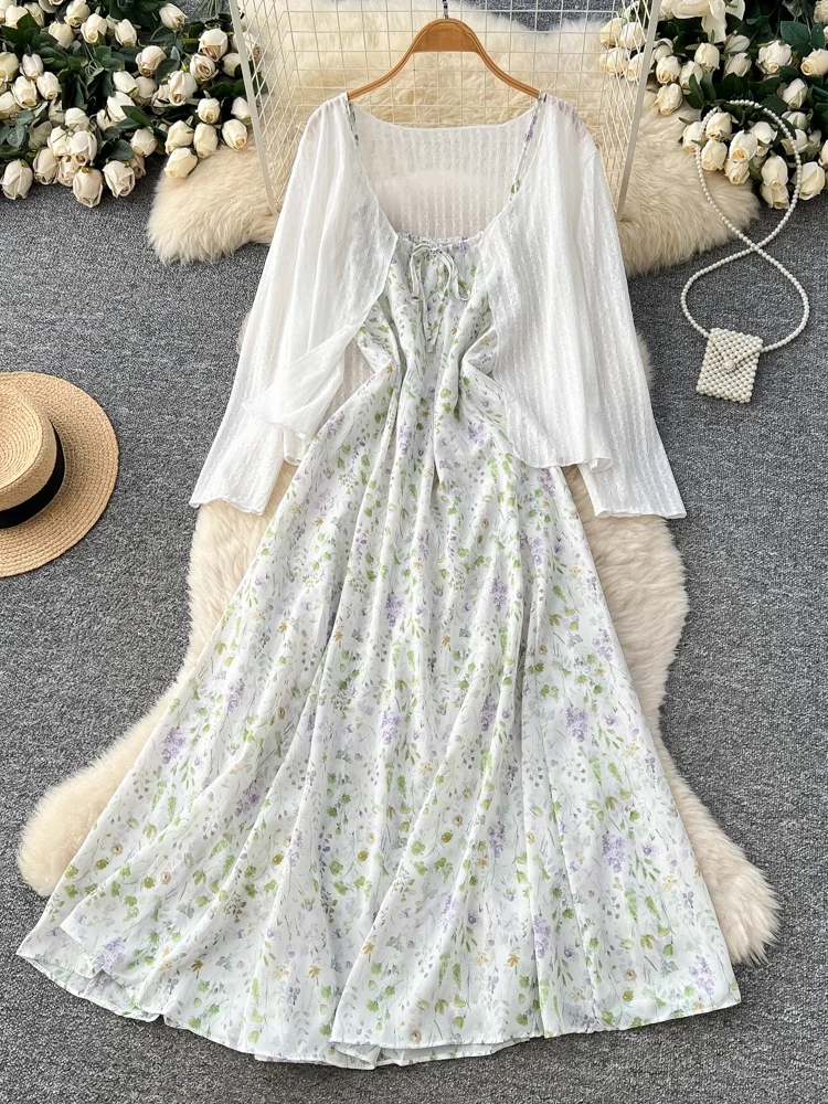 Sweet Sle Floral Print Knitted Dr Slim Fit High Waist A-Line Skirt Thin Outerwear Jaet Set Ci Commute Summer Wear