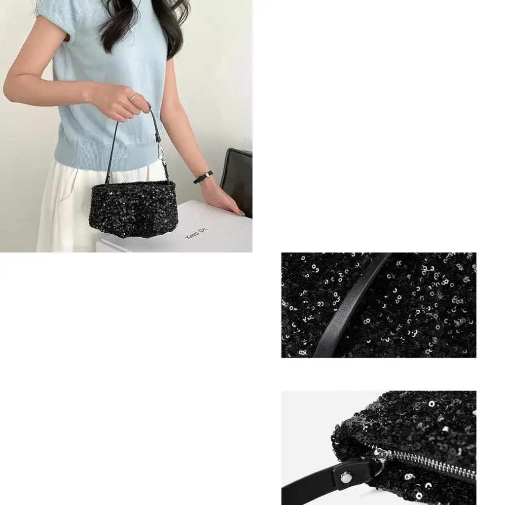 

D46D Sequins Clutch Purse Glitter Evening Bag Wedding Handbag Chain Shoulder Bag