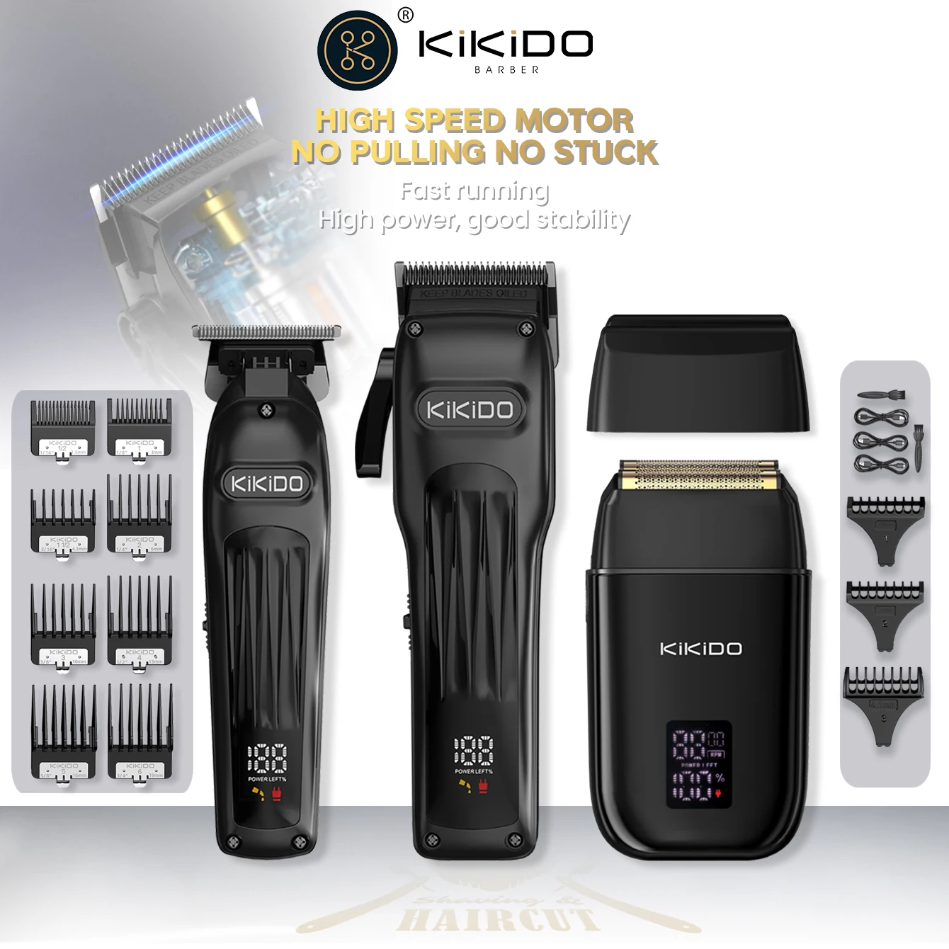 

KIKIDO KK-2578-2 3 in 1 Professional Hair Clipper Shaver Kit Hair Trimmer For Men Machine Rechargeable Hair Cutting Machine