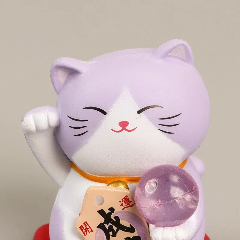 1pc Japan Cartoon Fortune Lucky Cat Figurine 3D Animal Model Gift Car Ornament Home Craft Decor Glass Decoration DIY Accessories