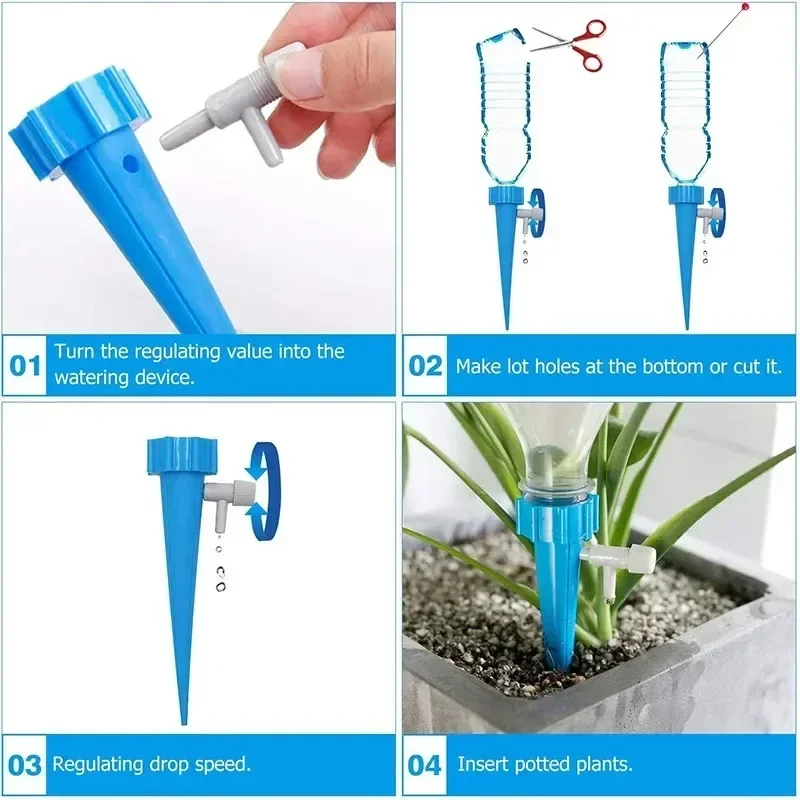 Sistema de riego por goteo automático, espiga de autorriego ajustable para plantas de flores, invernadero, jardín, dispositivo de goteo automático de agua