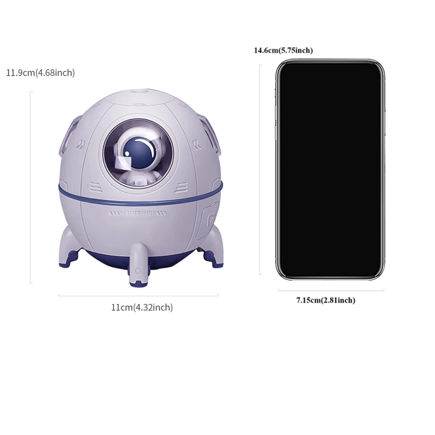 

USB Portable Astronaut Design Air Humidifier with LED Lights - Ideal for Students, Dorms, Cars