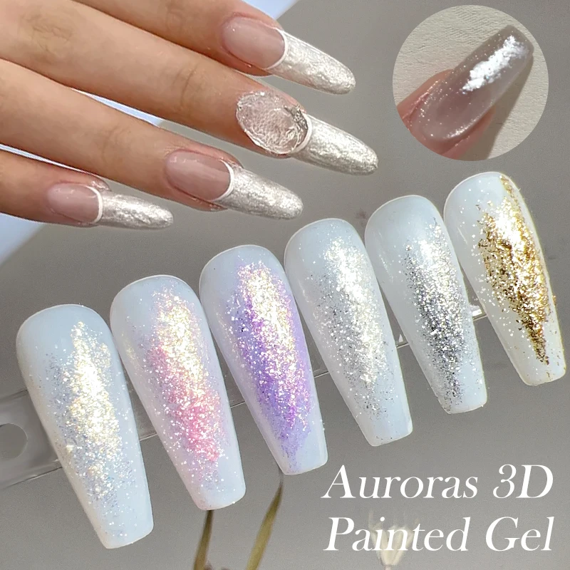 

BORN PRETTY 5ml Auroras 3D Painting Gel Nail Polish Spaking Glitter Super Shining Soak Off UV LED Nail Art Varnish Manicure