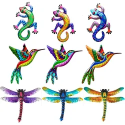 Hot Iron Gecko Wall Art Ornaments Home Wall Decoration Simulation Realistic Metal Hummingbird Lizard Sculptures Garden Statue
