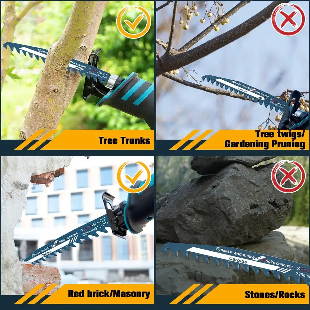 Reciprocating Saw Blades Multi-Function Carbide Teeth Precision Cutting 4 PCS Pack