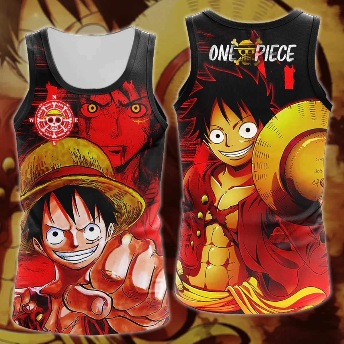 

One Piece Luffy's Skull 24 Anime 3D Printed Ultra Cool Sleeveless Sports and Casual T-Shirt - Simple and Fashionable Equipment