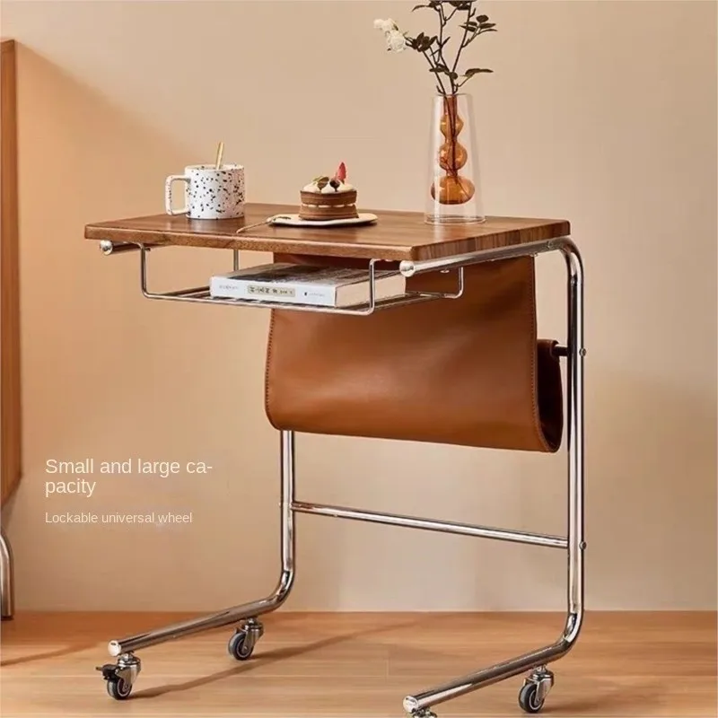 MOMO Creative Sofa Side Table Modern Simple Movable Coffee Table Cart Living Room Household Bedside Table Small Table