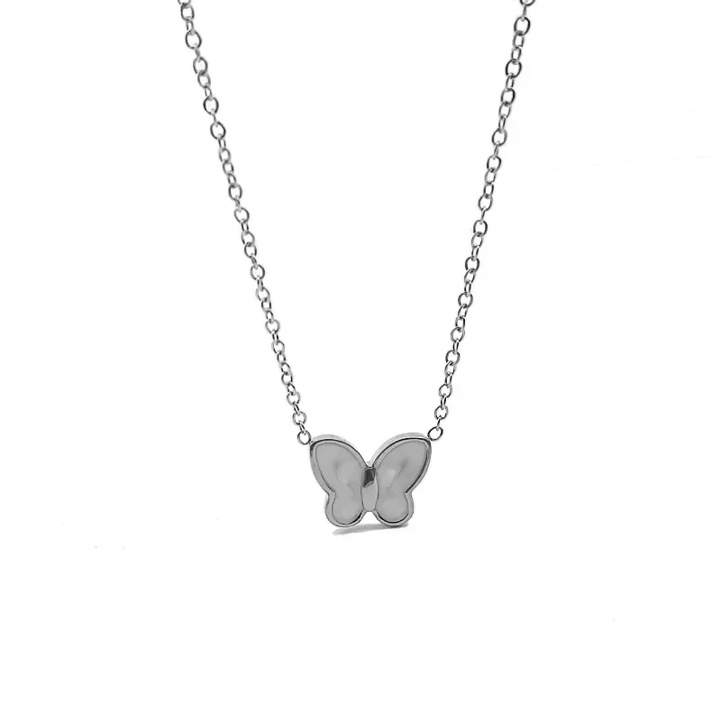 

=New Shiny Butterfly Necklace Ladies Exquisite Double Layer Clavicle Chain Jewelry for Gift