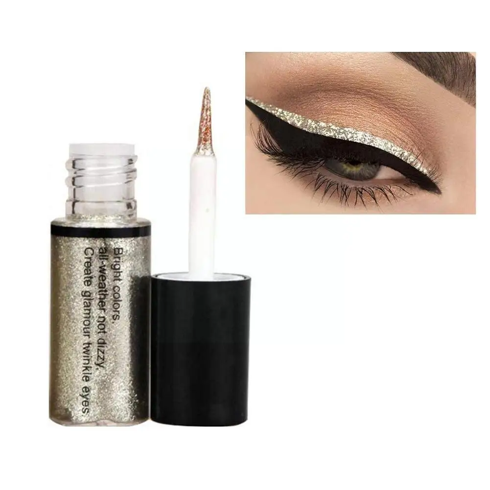 Delineador líquido com glitter para mulheres, delineador de olhos brilhante, maquiagem profissional, cosméticos coreanos, cor de ouro rosa prateado, novo, Y9P2