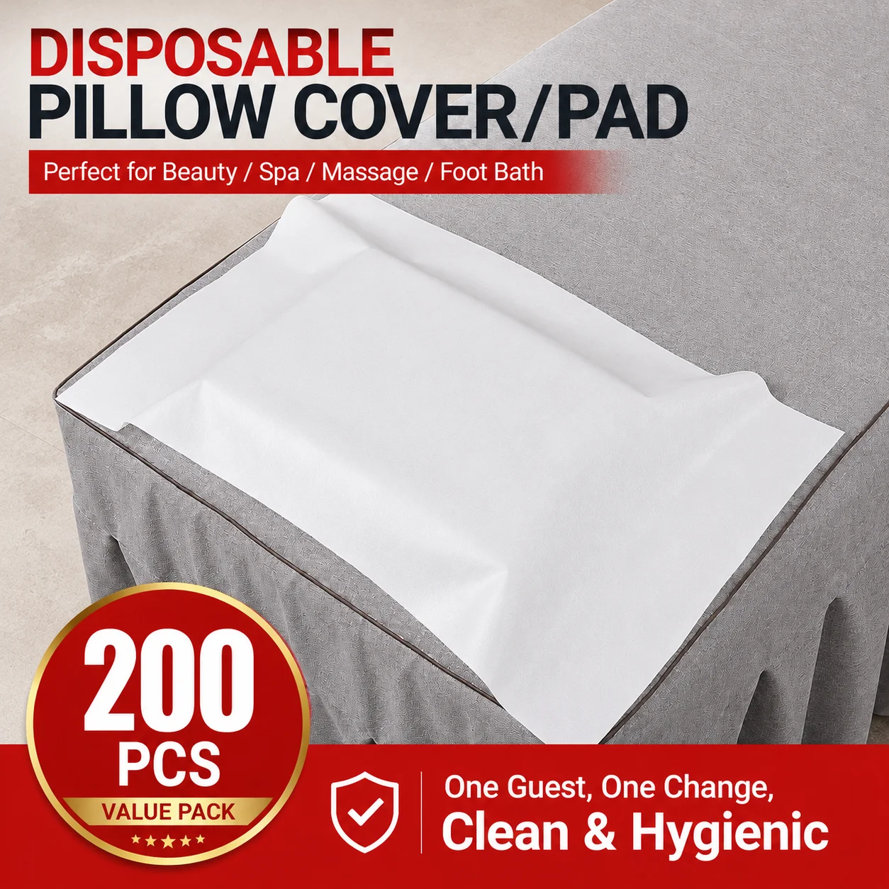 200 unidades de cubiertas desechables de tela no tejida para reposacabezas facial, impermeables, para camillas de masaje y spa, y cubiertas desechables de papel para reposacabezas de belleza