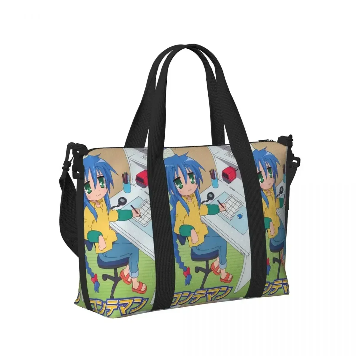 Kawaii Lucky Star Anime Japanese Game Beach Travel Bag Large Capacity Tote Bags for Gym Sport Women Shopping Duffle Shoulder Bag