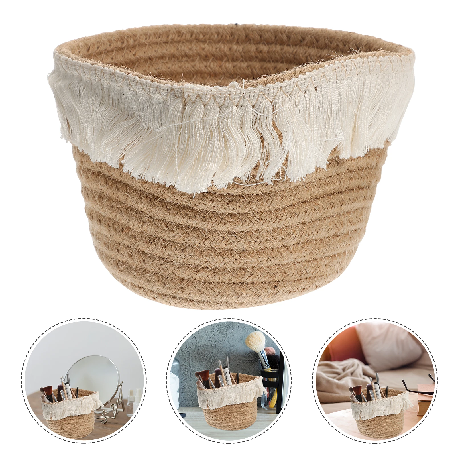 

Versatile Storage Basket Small Container Seaweed Texture Adding Baskets for Cotton Rope Organizing