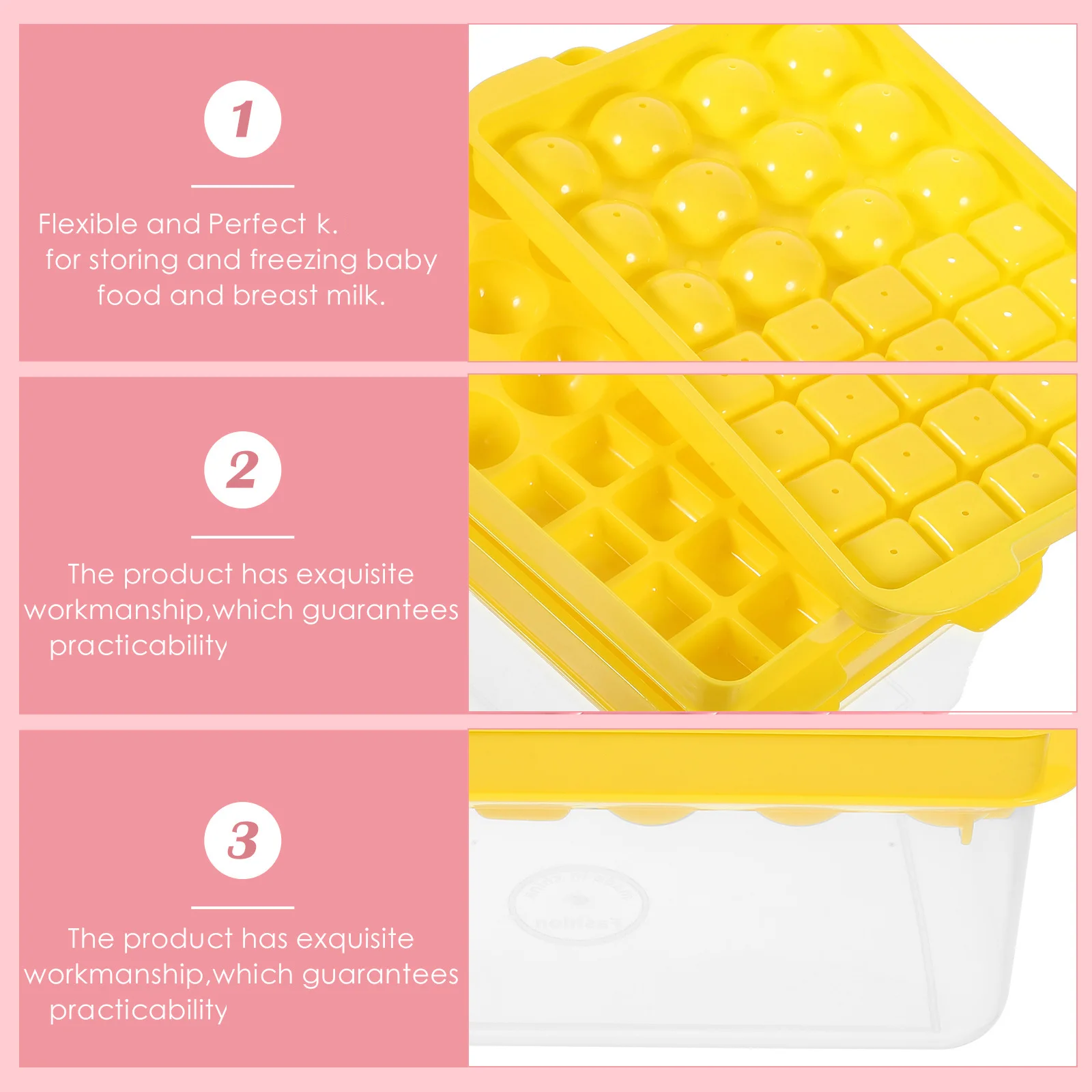 

1 set Cube Trays For Freezer Large Capacity Round Mold Double Layer Stackable Practical Ice Making Tool Bpa Free Plastic Ice
