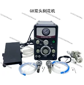 110V/220V Pneumatic Jewelry Engraver Machine, Equipped with Double-Head Micro Engraving and 400-8000 RPM Graver Handpiece