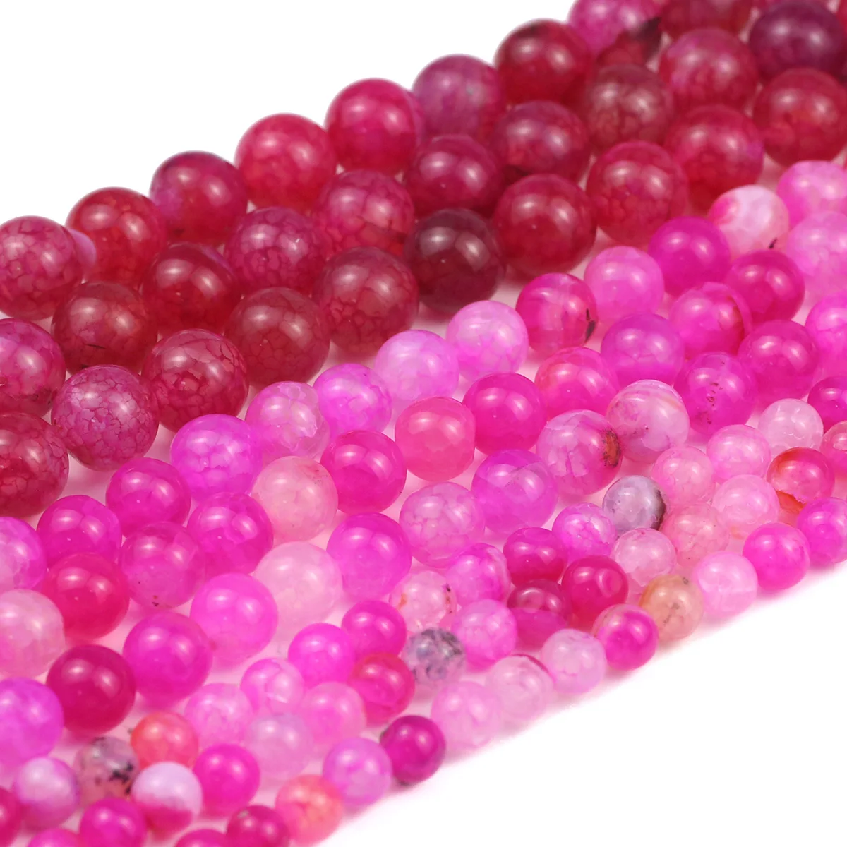 HGKLBB ارتفع اللون الأحمر الجولة الحجر الطبيعي متباعدة فضفاض الخرز لصنع المجوهرات قلادة سوار DIY بها بنفسك اكسسوارات 6/8/10 مللي متر