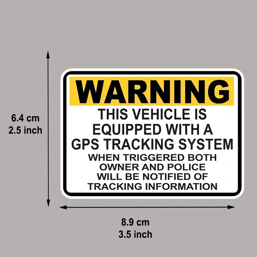 2pcs 3.5in x 2.5in Yellow Warning Vehicle Equipped with Tracking Car Stickers Decals