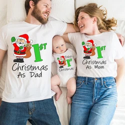 Santa Claus Print First Christmas Family Matching Outfits Baby Romper Daddy Mommy T-shirts Family Clothes Xmas Paty Gift Shit