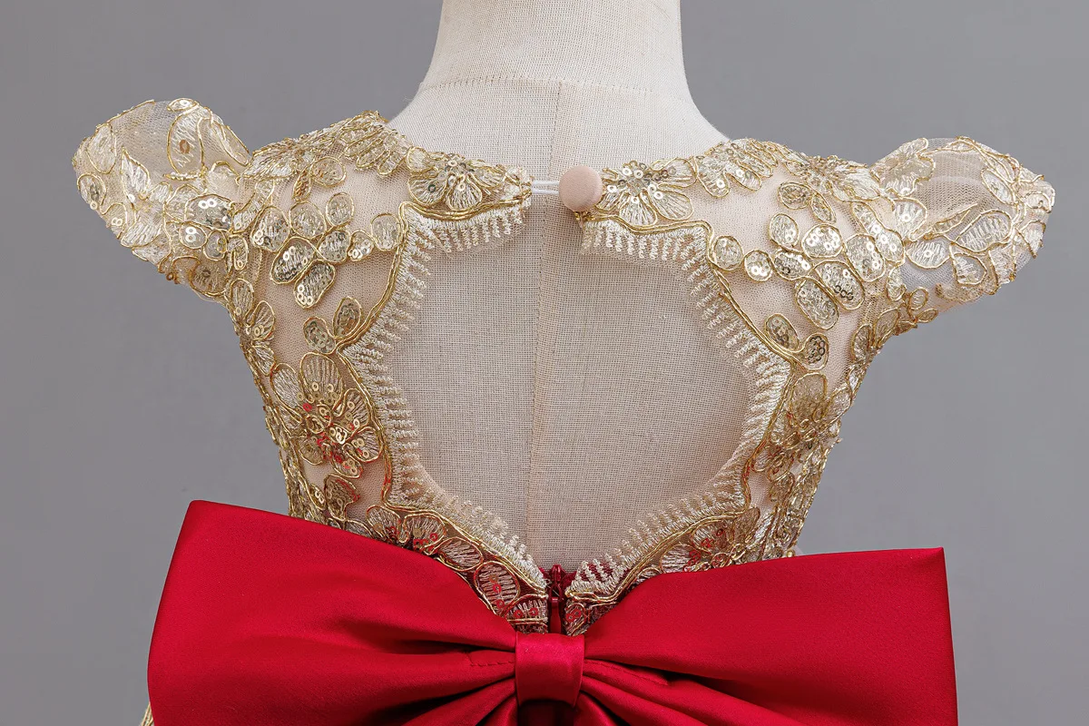 Kleid für Babys und Kleinkinder zum 1. Geburtstag, besticktes Spitzen-Prinzessinnenkleid, Blumenmädchen-Hochzeitskleid, besonderes festliches formelles Kleid für Babys – Detail 21