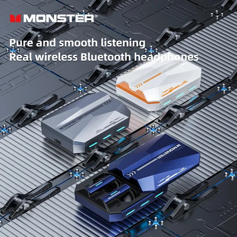 Monster XKT11 HD Call Stereo TWS Wireless Bluetooth Headset 5.2 Gaming HIFI Headphones Low Latency Noise Reduction Earphones