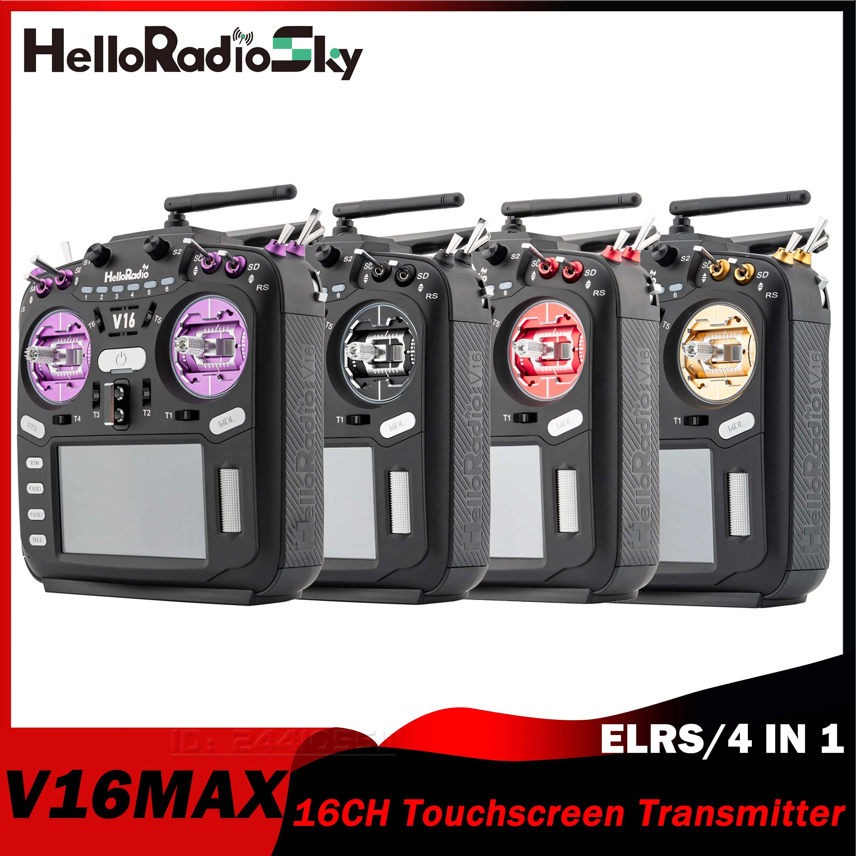 

HelloRadio V16MAX 16CH Transmitter Touchscreen Radio System 4IN1/ELRS 2.4G-2.48G Remote Control for RC Plane Aircraft Part Toy