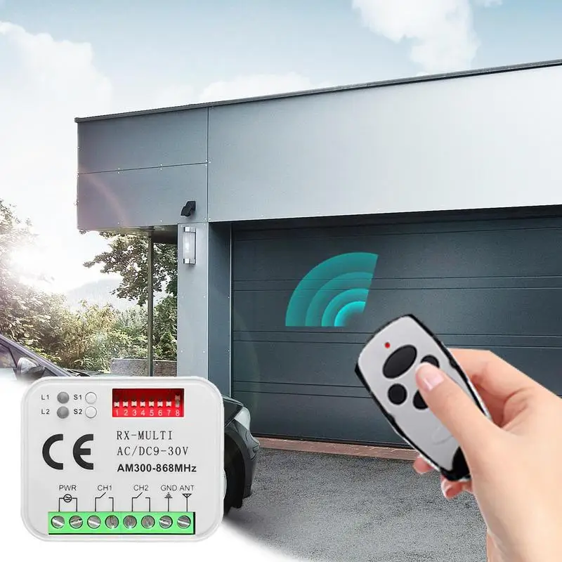 2-Channel Garage Door Receiver Transmitters 2-Channel Receiver Remote Control Gate Opener Wireless Gate Garage Door Receiver