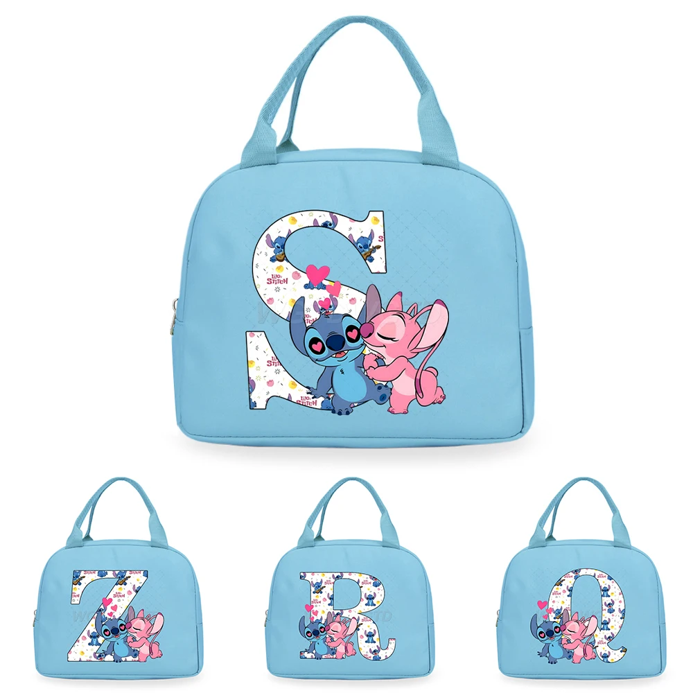 

Stitch Angel 26 alphabet Graphic Women Thermal Lunch Bags For Food Essential Lunch Bags Children Cartoon Disney School Lunch Bag