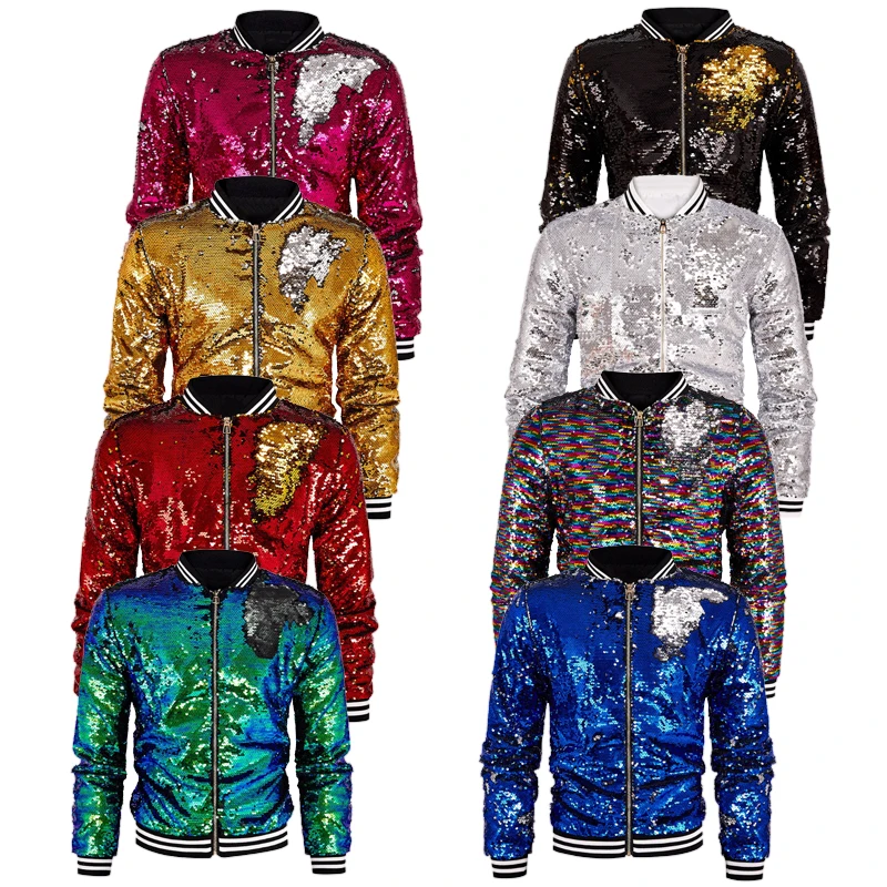 2026 Fashion Double sided Flip Sequin Jacket For Women,Hip-Hop/American Street…