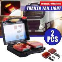 2PCS Light Wireless Magnetic Trailer Tail Light Waterproof Rechargeable Rear Taillight Signal Warning Brake Lamp Reflective Lens