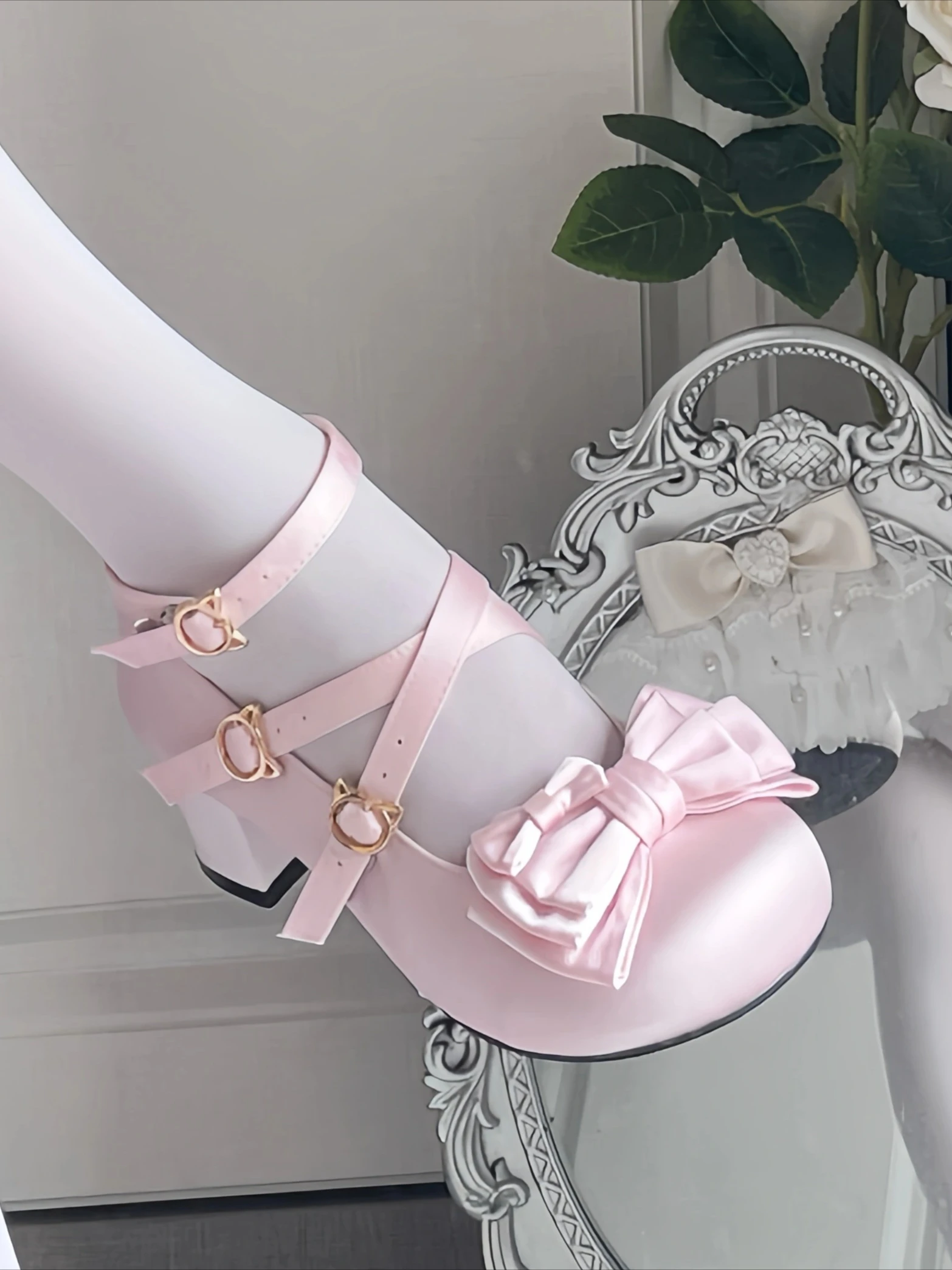 الأصلي لوليتا أحذية لوليتا أحذية عالية الكعب مزاجه أنيقة الساتان الباليه نمط الأميرة أحذية 5 سنتيمتر بلون تنوعا #1