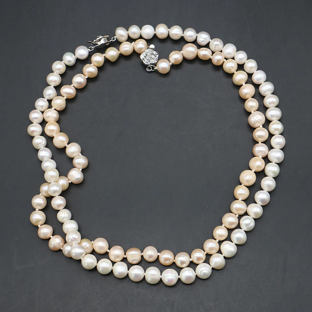 

Элегантное универсальное круглое ожерелье из натурального пресноводного красочного жемчуга в стиле барокко с застежкой в форме цветка, ювелирный аксессуар, подарок