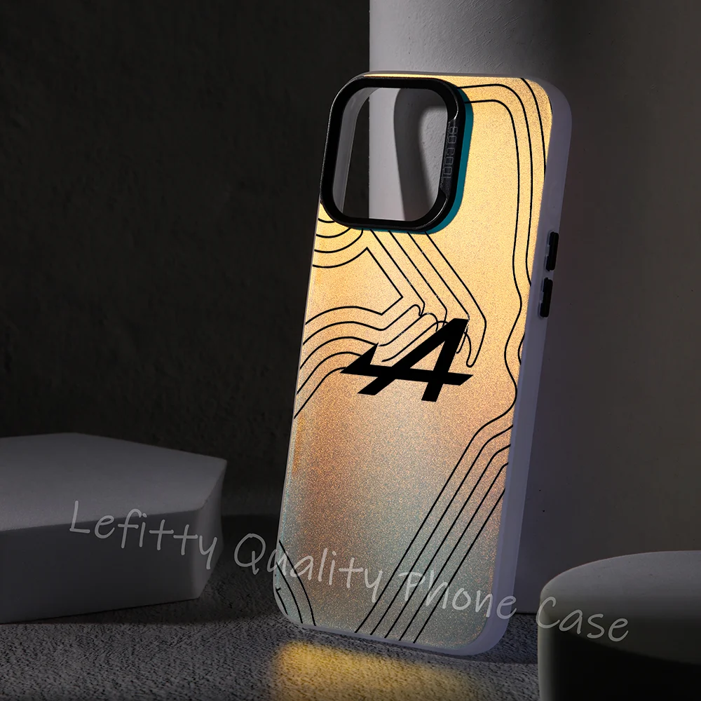 

A-AlpineS F1 T-Team Cool Phone Case Laser Metallic For iPhone 16 15 14 13 12 11 Pro Max Matte Aurora Multicolor gradient Cover