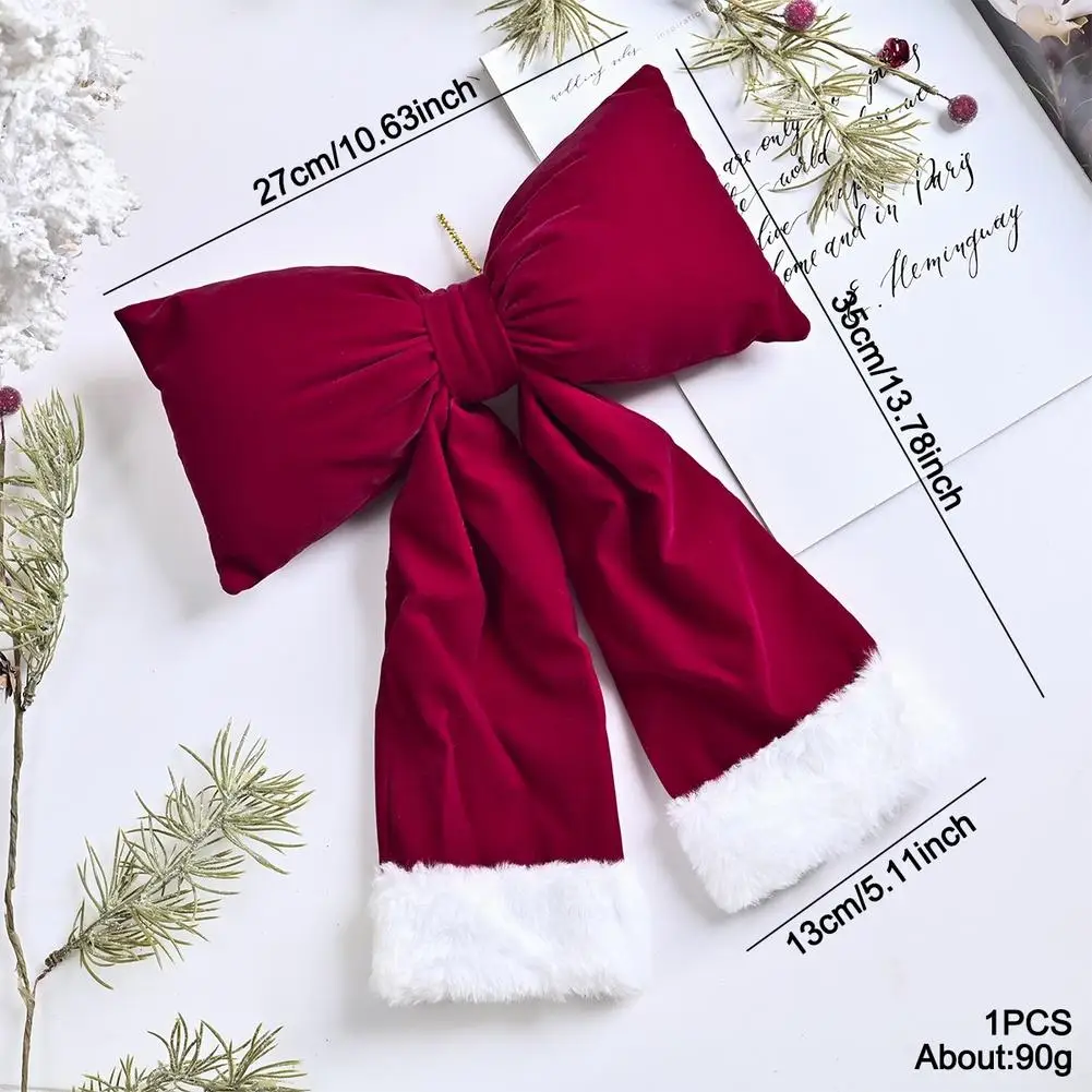 Luxury Red Christmas Bow Decoration Extra Large 35x27cm With Rhinestones For Xmas Tree Garland Box Home Festival