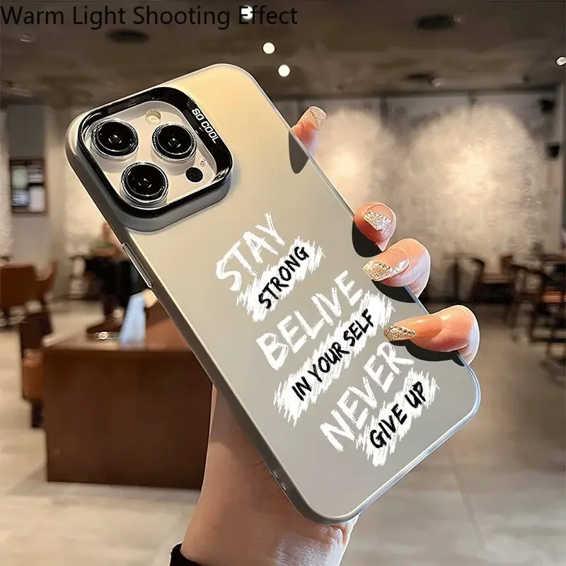

Fashion Letters Design Mobile Phone Case Shockproof Anti-Slip Frosted Suitable for iPhone 16 15 14 13 12 11 Pro Max Plus Mini